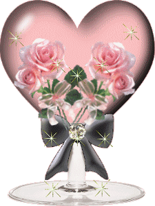 Gif animé coeur rose et roses